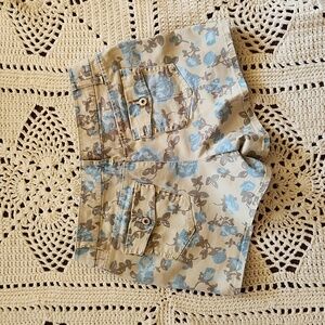 Flowered Denim Shorts